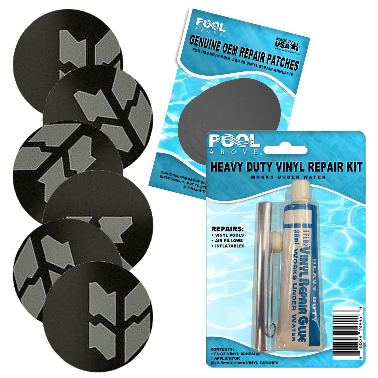 Repair Kit for Inflatables, Pool Liners, Vinyl Applications | Vinyl Patches and Glue