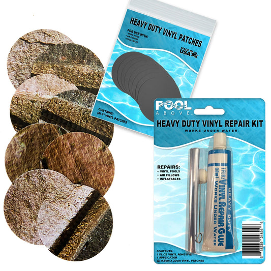 Repair Kit for Stone Print Pool | Vinyl glue |  Brown Multi Patches