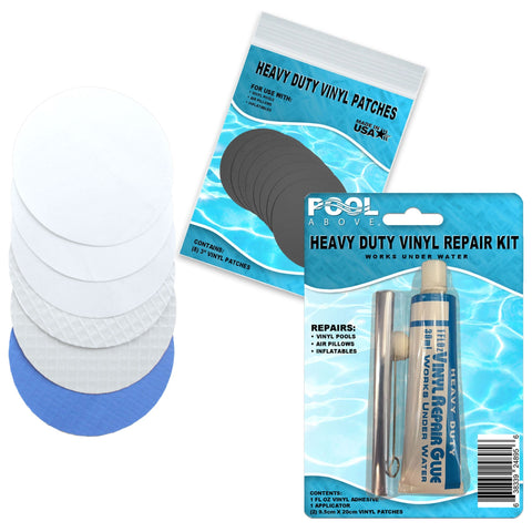 Repair Kit for Steel Pro Frame Pool | Vinyl glue | White and Blue Patches
