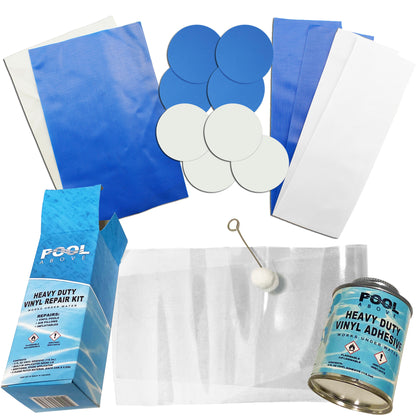 Pool Above Vinyl Repair Patch Kit with 4 oz. Glue | Works Under Water | Includes 14 colored vinyl patches | Tropical Breeze Islands