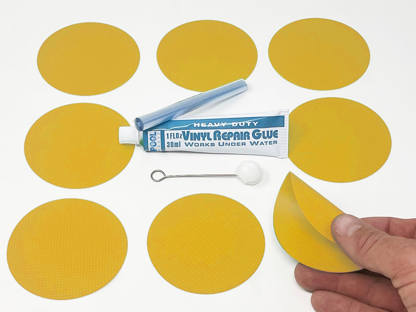 Heavy Duty Vinyl Repair Patch Kit for Above-Ground Pool Liner Repair; Glue and Patch Inflatables; Boat; Raft; Kayak; Air Beds; Inflatable Mattress Repair (Choose Color)