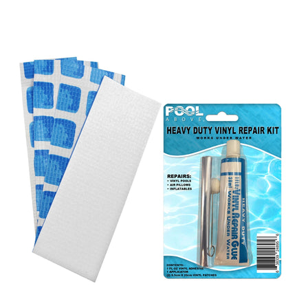 Repair Kit for Ultra Frame Pool | Vinyl Glue | Gray Blue White Multi 2.5"x7.5" Patches