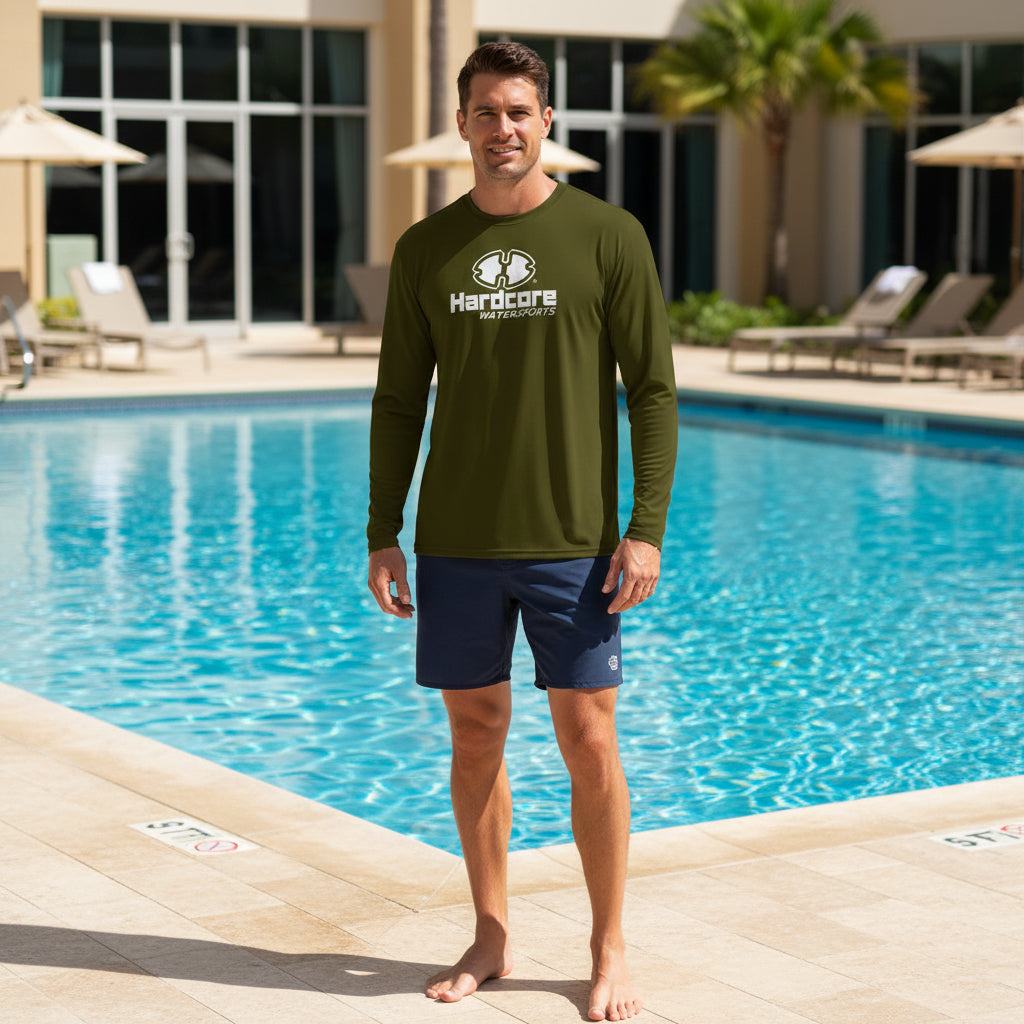 Hardcore Men’s Long-Sleeve UV Protection Shirt – Lightweight, Quick-Dry Rash Guard for Swimming, Fishing, Hiking & Outdoor Sun Safety
