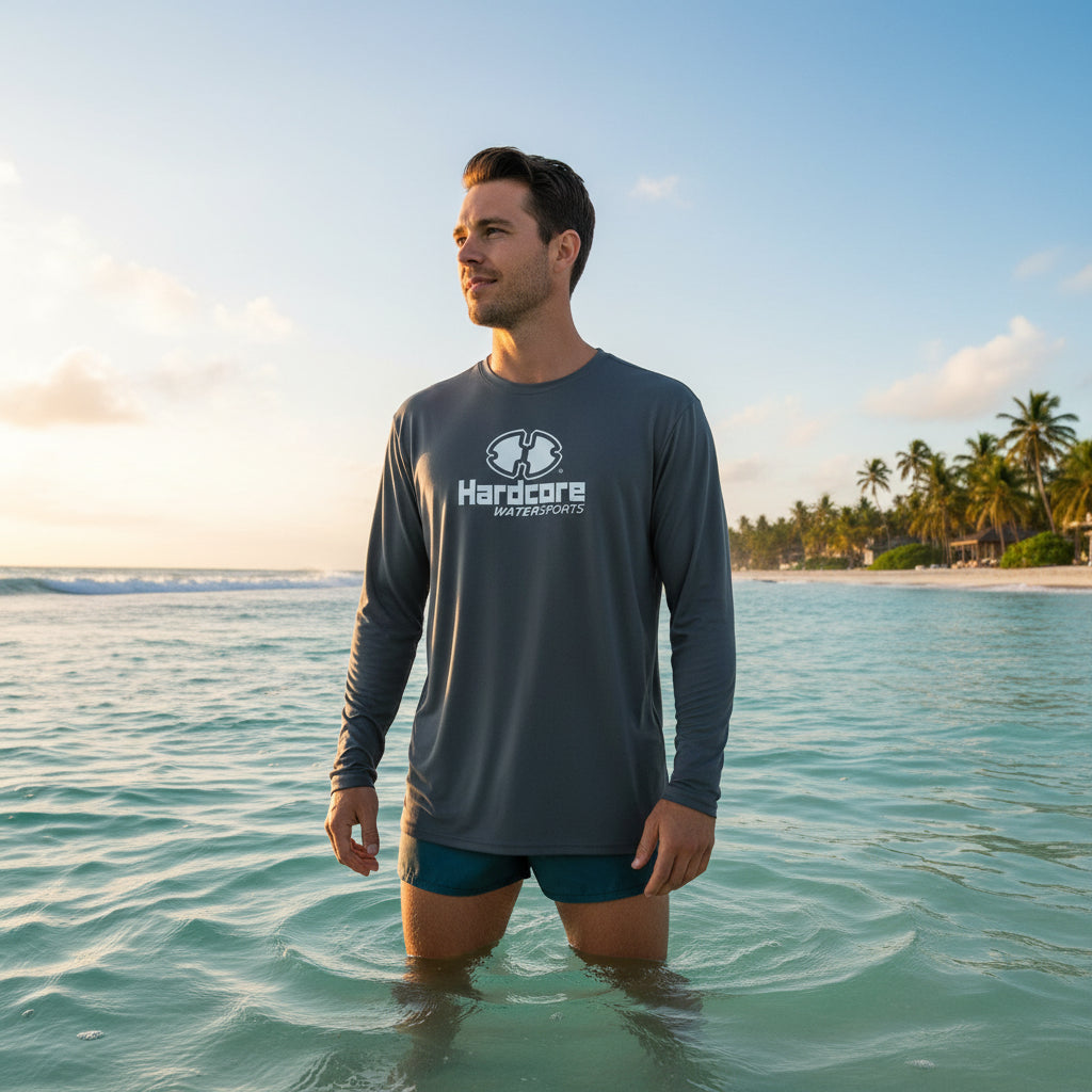 Hardcore Men’s Long-Sleeve UV Protection Shirt – Lightweight, Quick-Dry Rash Guard for Swimming, Fishing, Hiking & Outdoor Sun Safety