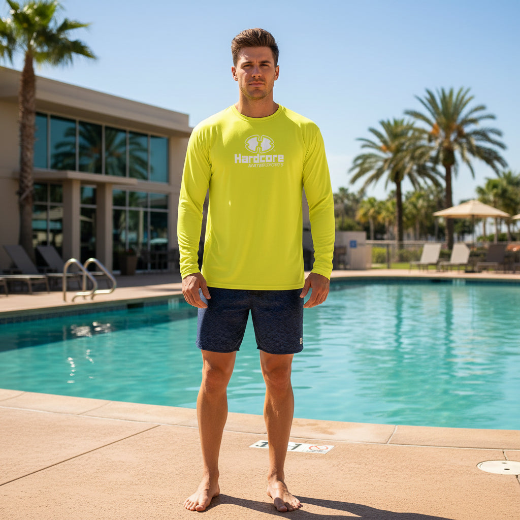 Hardcore Men’s Long-Sleeve UV Protection Shirt – Lightweight, Quick-Dry Rash Guard for Swimming, Fishing, Hiking & Outdoor Sun Safety