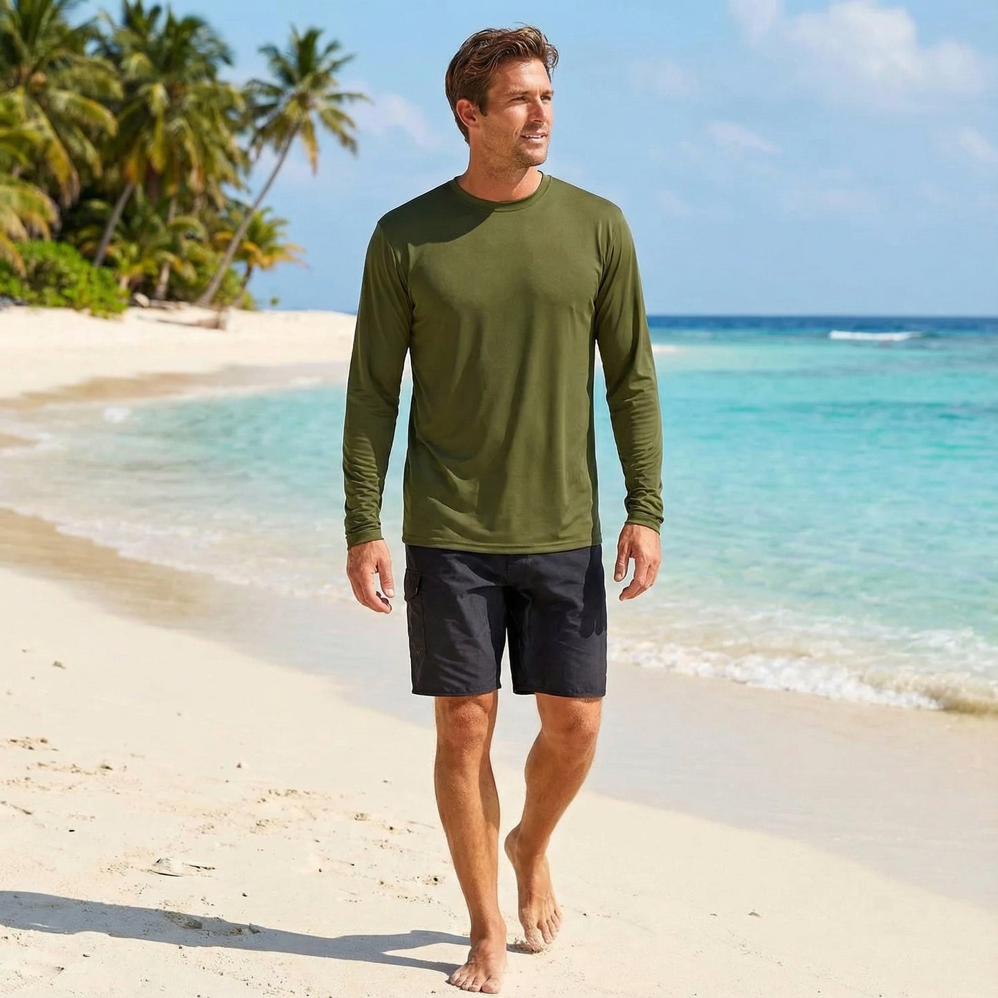 Hardcore Men’s Long-Sleeve UV Protection Shirt – Lightweight, Quick-Dry Rash Guard for Swimming, Fishing, Hiking & Outdoor Sun Safety