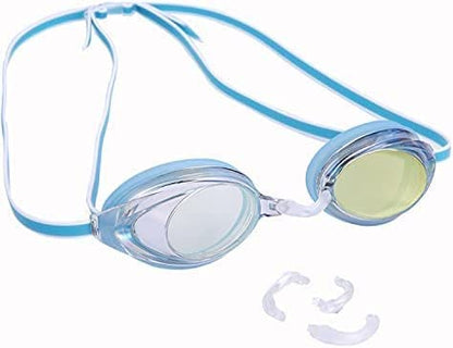 Transparent Swim Goggles - Pool Goggles with 3pcs Adjustable Nose Bridge and Silicone Earplugs with Anti Fog Technology, No Leaking, UV Protection for Adult Men Women Kids