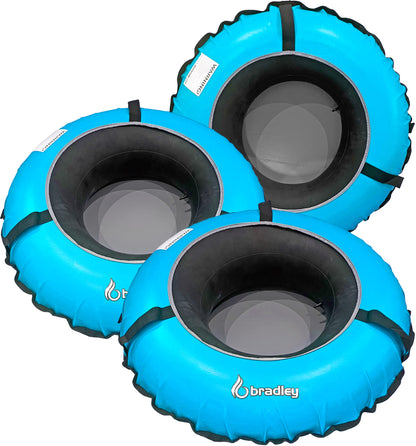 Pack of three Bradley heavy duty tubes for floating the river; Whitewater water tube; Rubber inner tube with cover for river floating; Linking tubes for floating the river; river raft tube