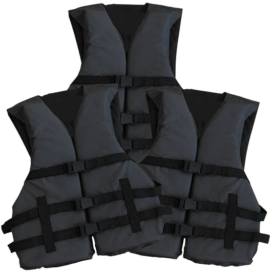 3 Pack Life jacket paddle vest; Coast Guard approved Type III PFD life vest flotation device; Jet ski, wakeboard, kayak; Ideal extra life jacket for pontoon boat