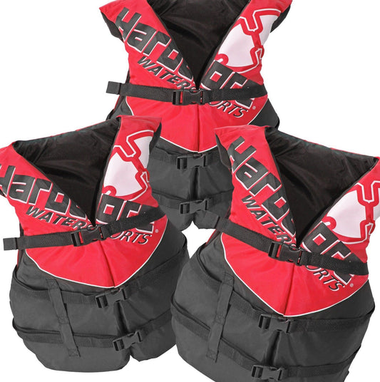 3 Pack Hardcore Adult Life Jacket PFD Type III Coast Guard Ski Vest HC110