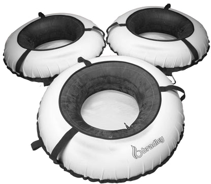 Pack of three Bradley heavy duty tubes for floating the river; Whitewater water tube; Rubber inner tube with cover for river floating; Linking tubes for floating the river; river raft tube
