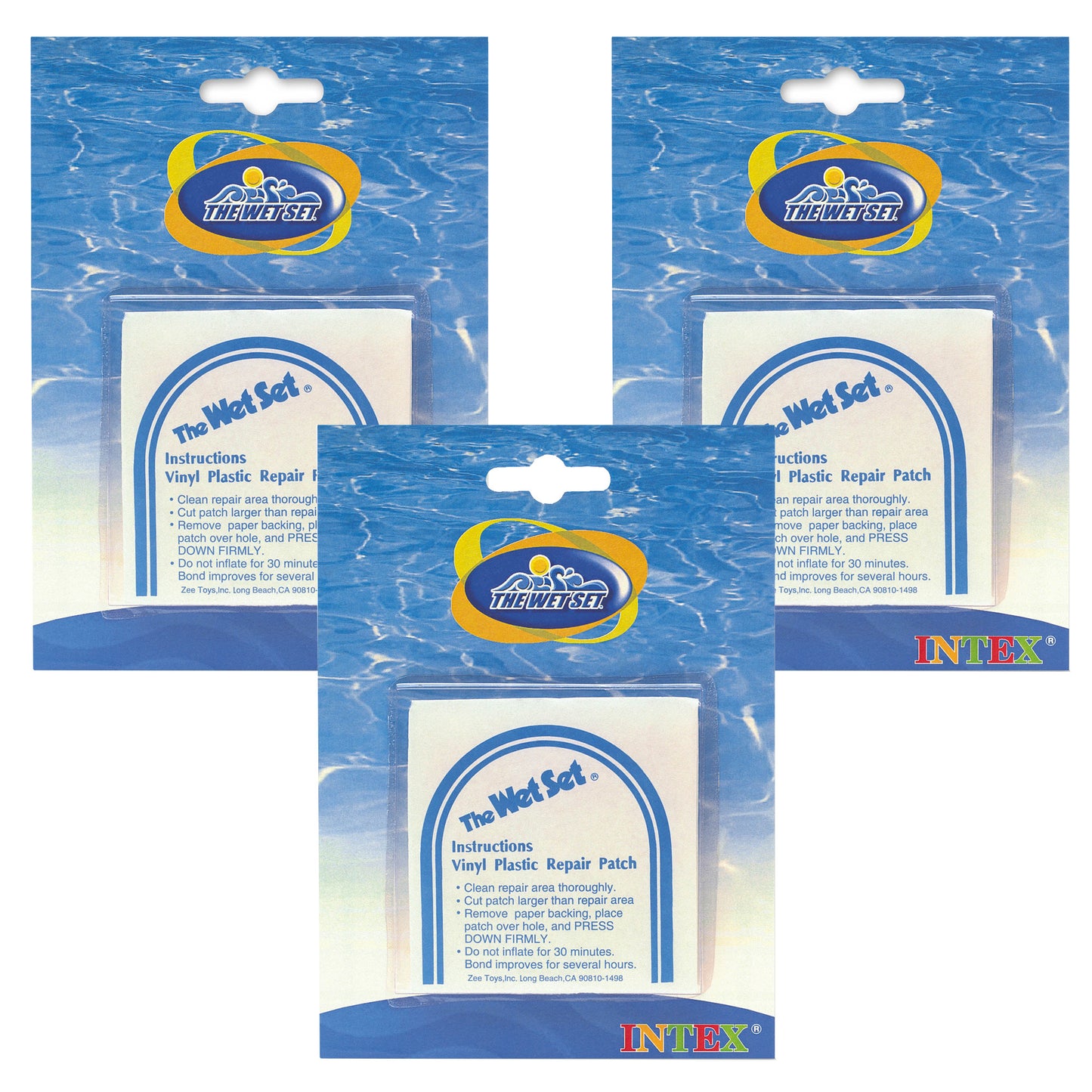 3 pack Vinyl Repair Patch Stick On for Inflatables Pools Wet Set - 18 Patches Included