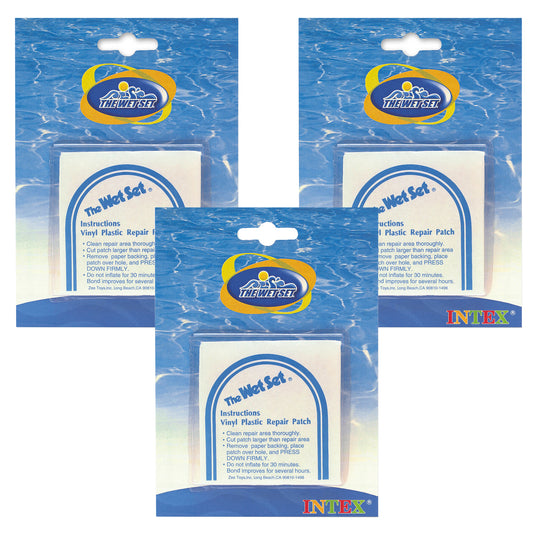 3 pack Vinyl Repair Patch Stick On for Inflatables Pools Wet Set - 18 Patches Included