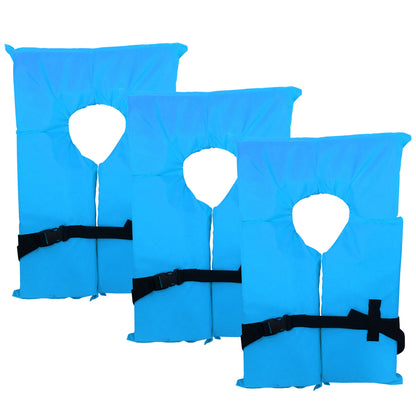 3 Pack Coast Guard approved life jackets.  High visibility color Type II keyhole life vest in classic May West style. Compliance flotation device