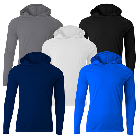 Hardcore Men's Long Sleeve Hooded Rash Guard Comfortable Performance Swim Shirt