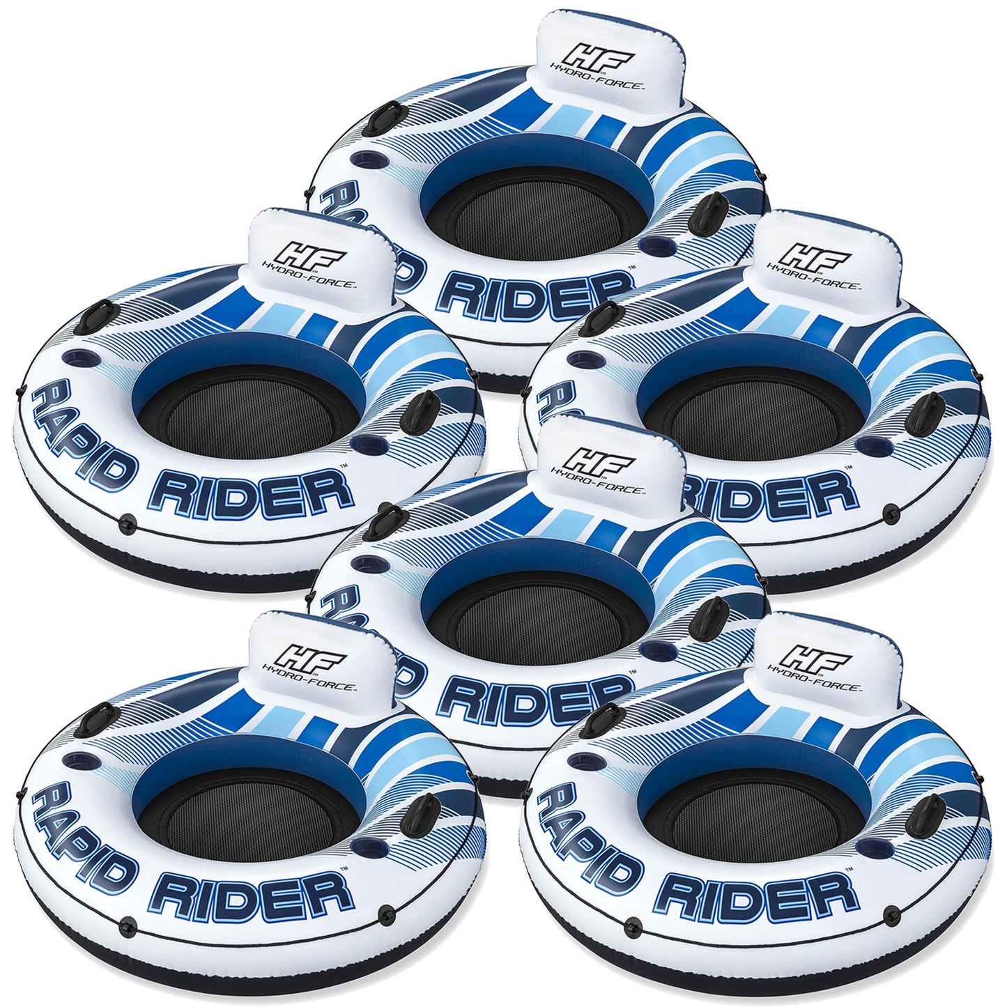 Bestway CoolerZ Rapid Rider Inflatable Blow Up Pool Chair Tube (6 Pack)