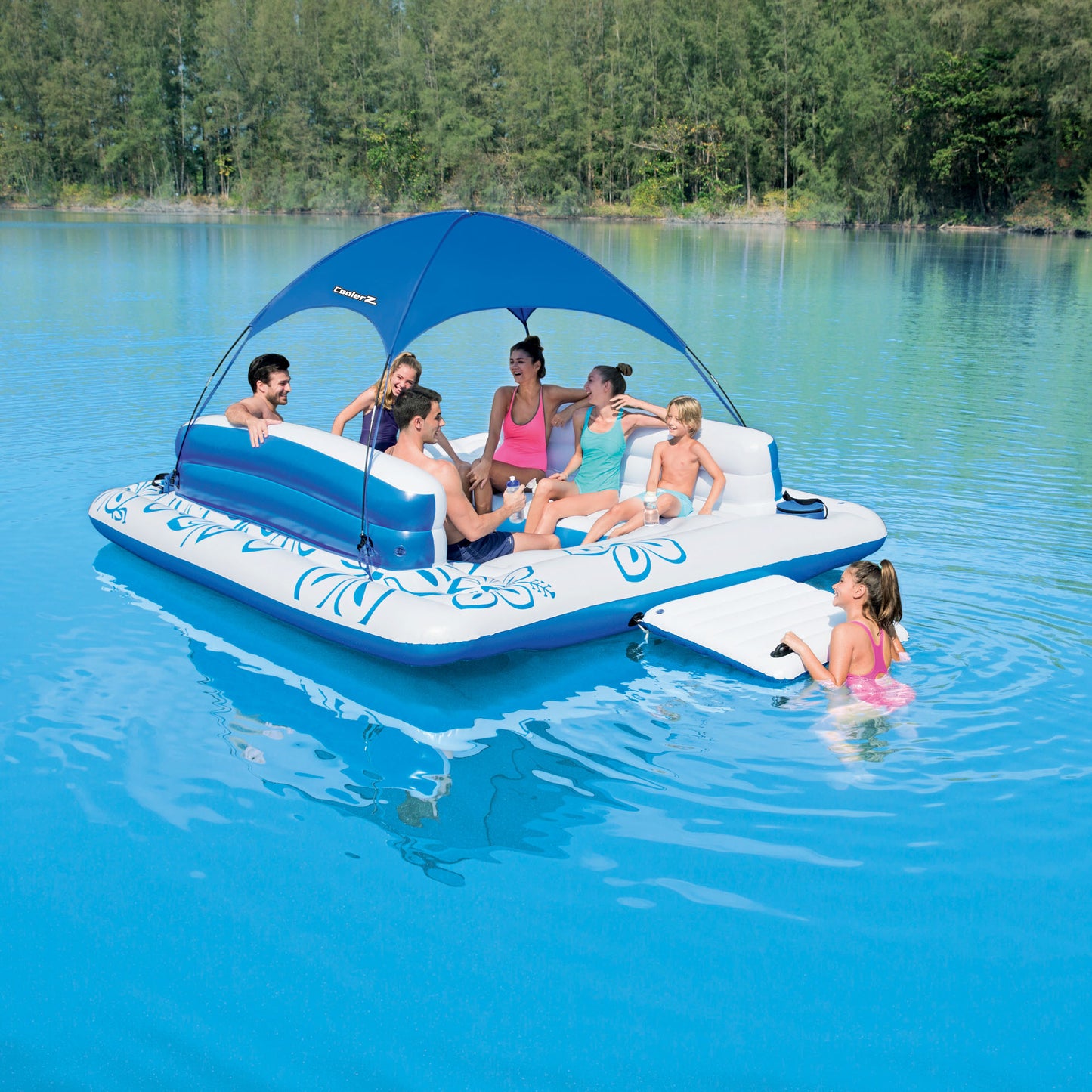 Bestway Tropical Breeze II Inflatable 6-Person Floating Island Lounge Raft