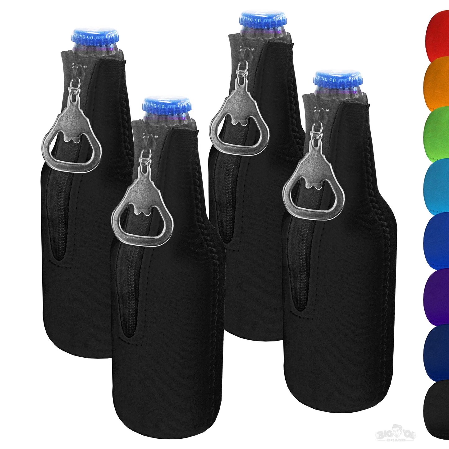 Neoprene Bottle Cooler Sleeves for 12oz Bottles with Bottle Opener- 4-Pack - Blank Design for any Event - Dual Sided Insulation Keeps Your Drinks Cool