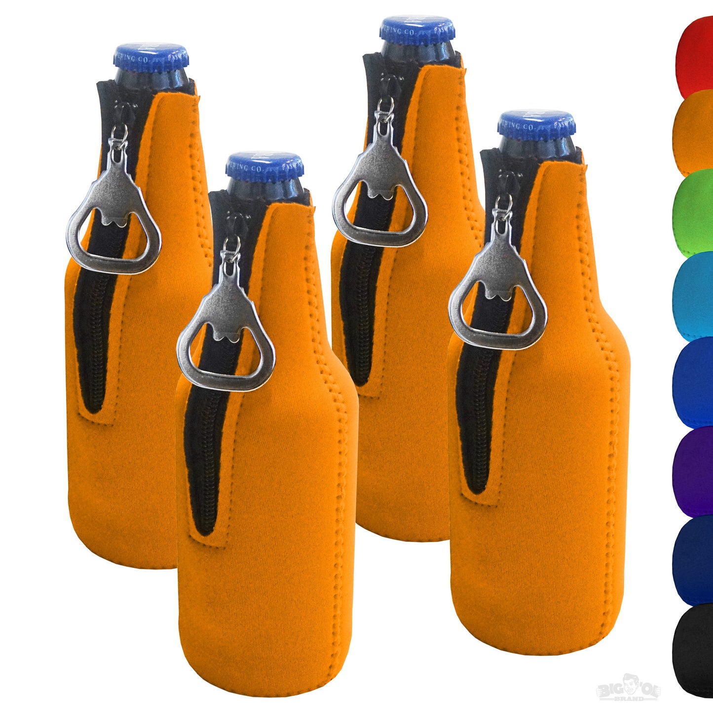 Neoprene Bottle Cooler Sleeves for 12oz Bottles with Bottle Opener- 4-Pack - Blank Design for any Event - Dual Sided Insulation Keeps Your Drinks Cool