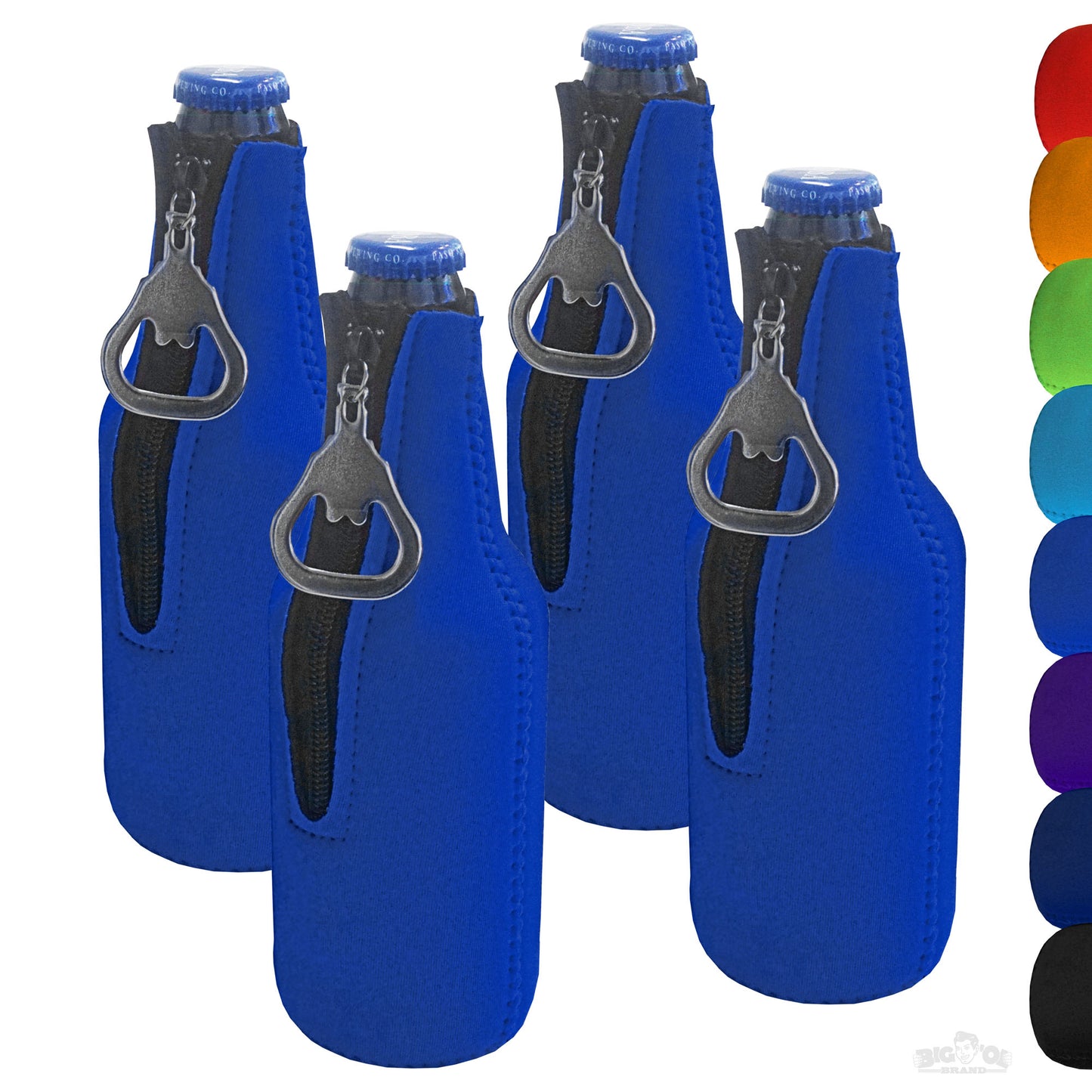 Neoprene Bottle Cooler Sleeves for 12oz Bottles with Bottle Opener- 4-Pack - Blank Design for any Event - Dual Sided Insulation Keeps Your Drinks Cool