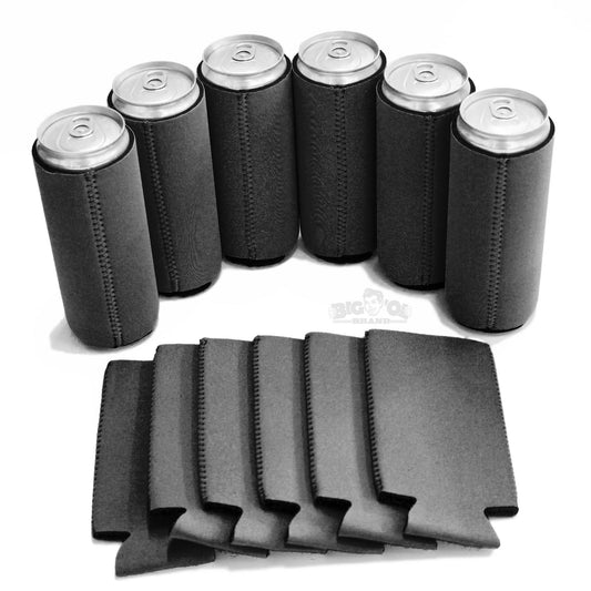 Neoprene 12 Ounce Slim Can Cooler 6 Pack Black