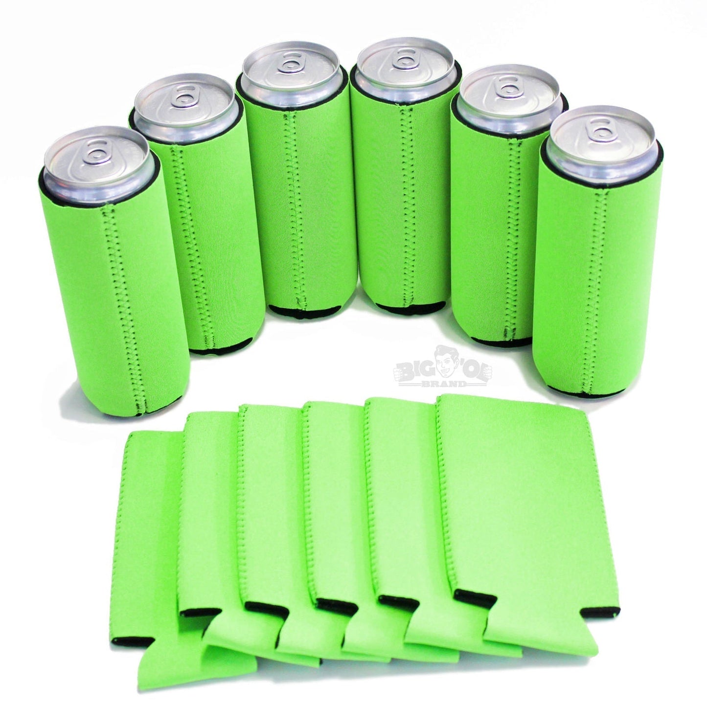 Neoprene 12 Ounce Slim Can Cooler 12 Pack Neon Green