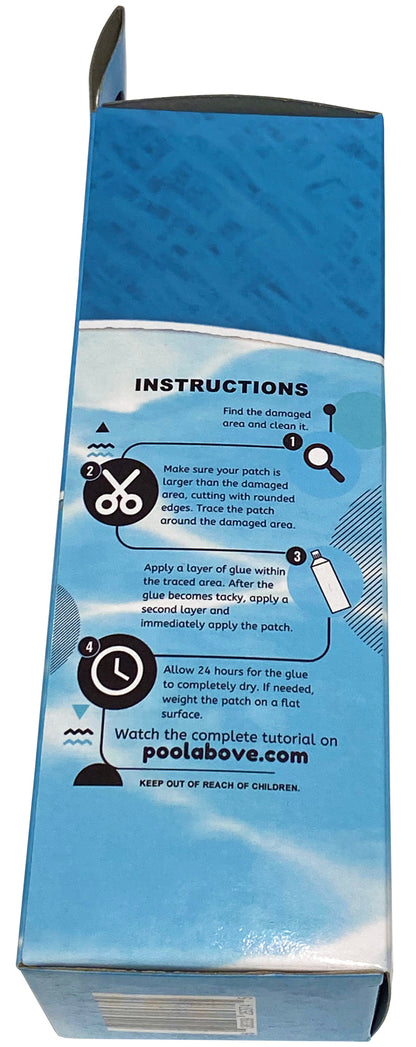 Pool Above Vinyl Repair Patch Kit with 4 oz. Glue | Works Under Water | Includes 14 colored vinyl patches | Tropical Breeze Islands