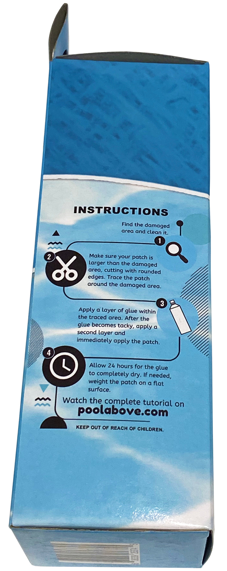 Pool Above Vinyl Repair Patch Kit with 4 oz. Glue | Works Under Water | Includes 24 pool liner patches