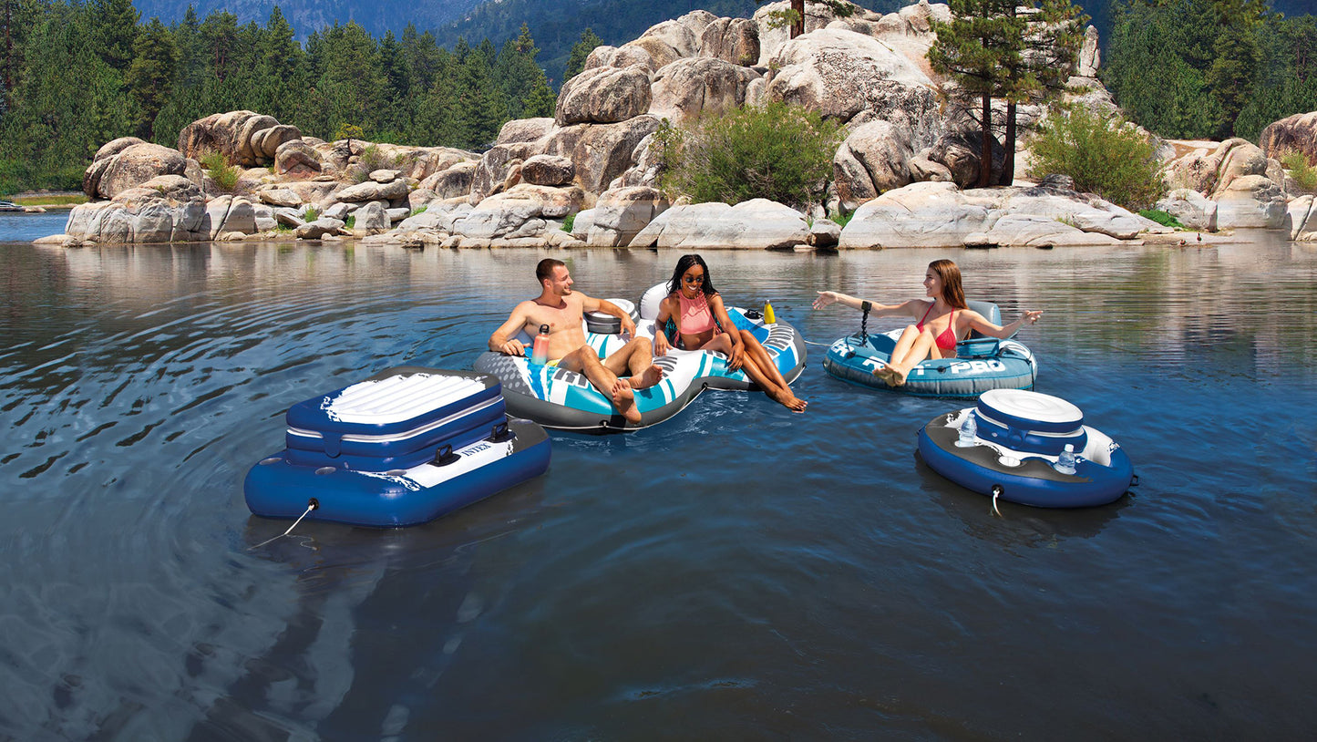 INTEX 56843EP River Run 1 Pro Inflatable Floating Lounge: GoPro/Phone Mount – Built-in Cup Holder and Storage Compartment – Durable Grab Handles – Easy-to-Use Connectors – 220lb Weight Capacity