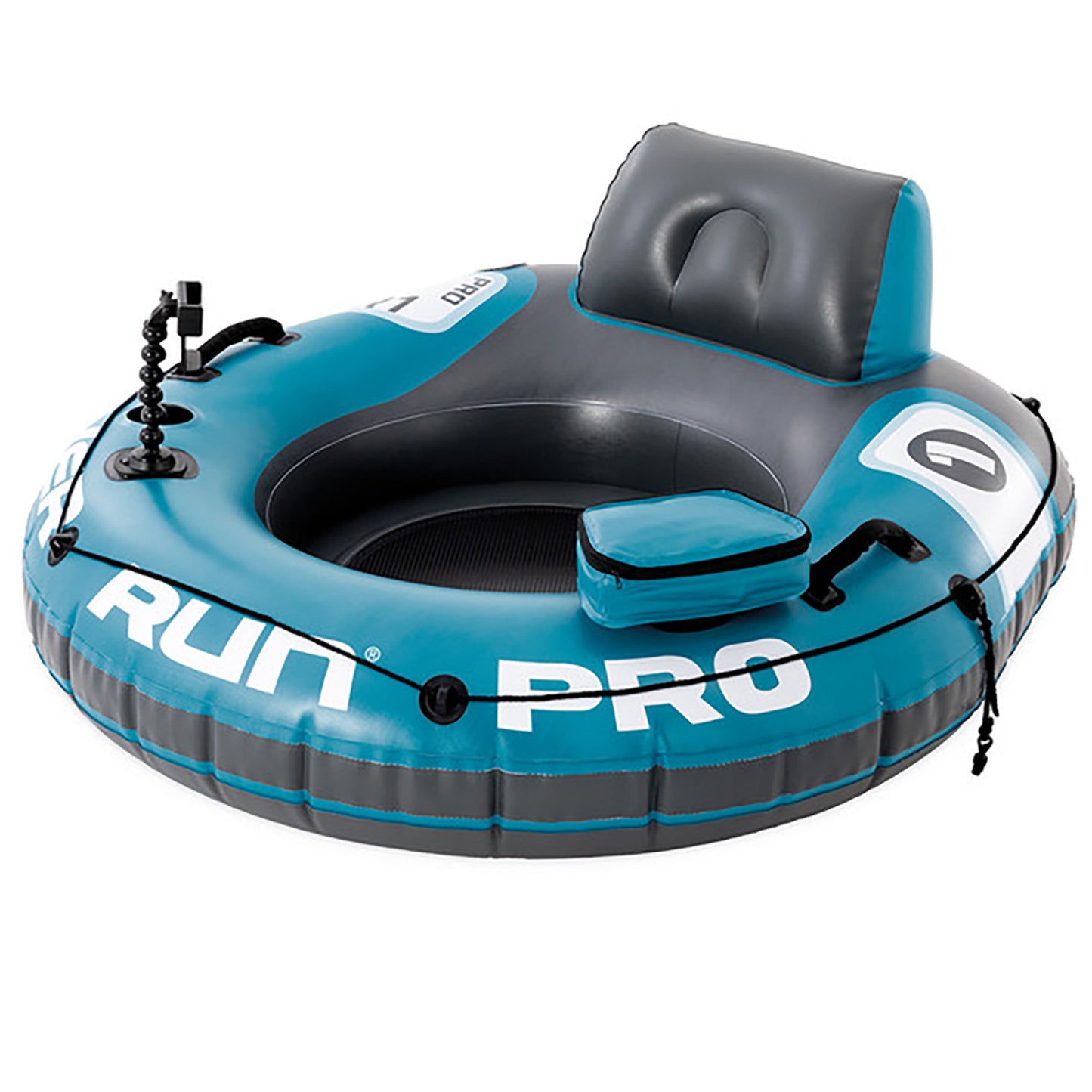 INTEX 56843EP River Run 1 Pro Inflatable Floating Lounge: GoPro/Phone Mount – Built-in Cup Holder and Storage Compartment – Durable Grab Handles – Easy-to-Use Connectors – 220lb Weight Capacity