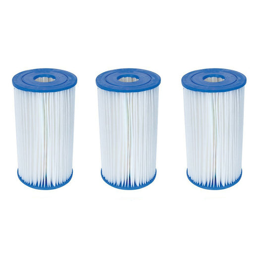 Bestway Flowclear Type IV or Type B Replacement Cartridge Filter for Above Ground Swimming Pool with 2500 Gallon Per Hour Filter Pump (3 Pack)