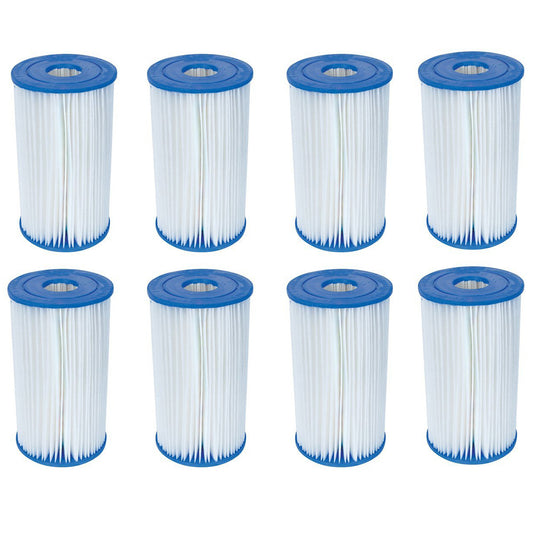 Bestway Flowclear Type IV or Type B Replacement Cartridge Filter for Above Ground Swimming Pool with 2500 Gallon Per Hour Filter Pump (8 Pack)