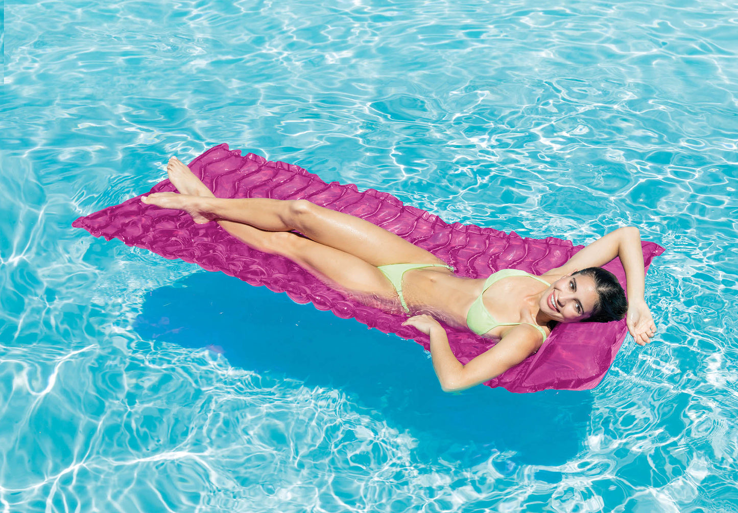 Intex Tote-N-Float Wave Inflatable Air Mat, 90-Inch X 34-Inch, 1-Piece (Color May Vary)