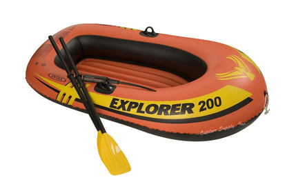 INTEX Explorer Inflatable Boat Series: Dual Air Chambers – Welded Oar Locks – Grab Handles – Bow Rope – Sporty Design