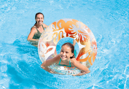 Intex Clear Color Tube Inflatable Swimming Pool Float Raft Flower Design