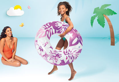 Intex Clear Color Tube Inflatable Swimming Pool Float Raft Flower Design
