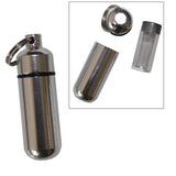 5 Pack Aluminum Pill Case Keychain ID Holder Silver with Inner Container