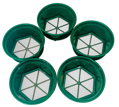 Sluice Fox 13 1/4 inch gold classifier prospecting pan - stainless steel mesh sifting pan fits atop 5 gallon bucket; mealworm strainer and shark tooth sifter
