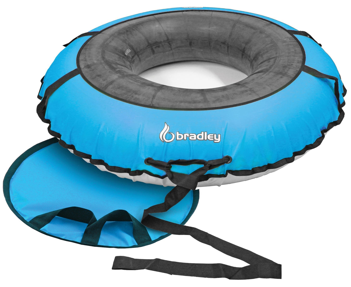 Bradley Colossal 60" Snow Tube with Slick, Heavy-Duty Bottom for Fast Sledding – Large Rubber Truck Tire Tube with Cover, 4 Handles, Patented Tow Strap and made in USA