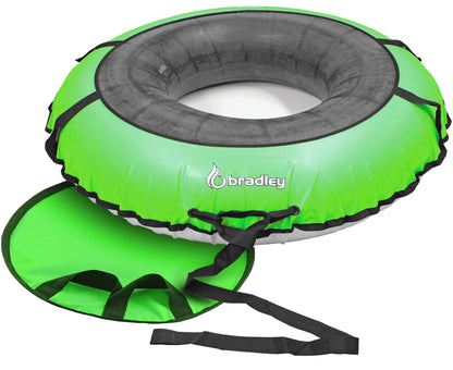 Bradley Colossal 60" Snow Tube with Slick, Heavy-Duty Bottom for Fast Sledding – Large Rubber Truck Tire Tube with Cover, 4 Handles, Patented Tow Strap and made in USA