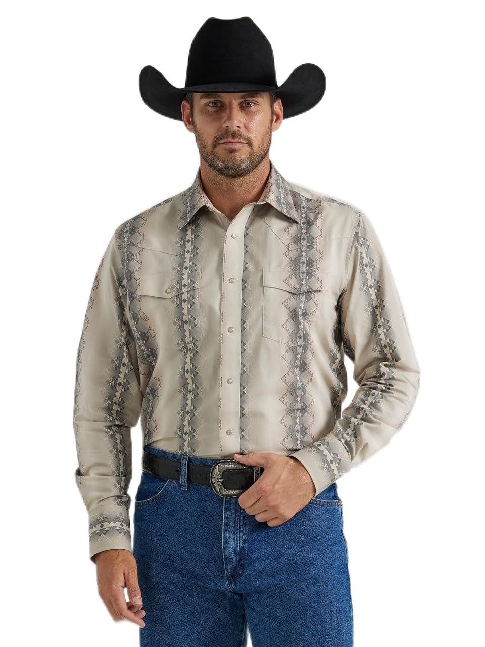 Wrangler Checotah Western Shirt Tan L