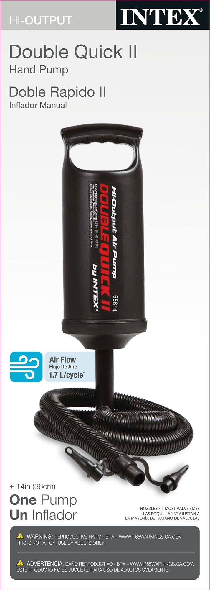 Intex Double Quick II Hand Pump Manual Hi Output Inflator