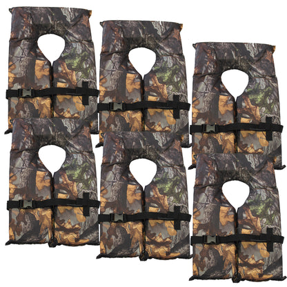 Hardcore Coast Guard approved life jackets for adults.  Camo color Type II keyhole life vest in classic May West style. Compliance life vests and flotation device (2 pack)