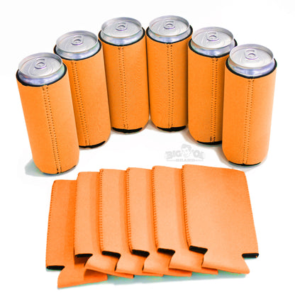 Neoprene Can Cooler Collapsible Sleeves for Slim 12oz Cans - 12-Pack - Blank Design for any Event - Lightweight 3mm Thick Insulation Keeps Your Drinks Cool!