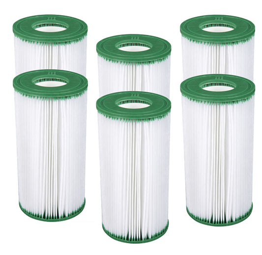 Coleman 90357E Type III A/C 1000 and 1500 GPH Replacement Filter Swimming Pool Cartridge Compatible with Most Power Round Frame Pools (6 Pack)