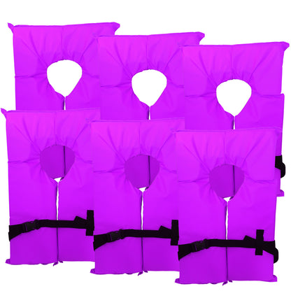 6 Pack Coast Guard approved life jackets.  High visibility color Type II keyhole life vest in classic May West style. Compliance flotation device