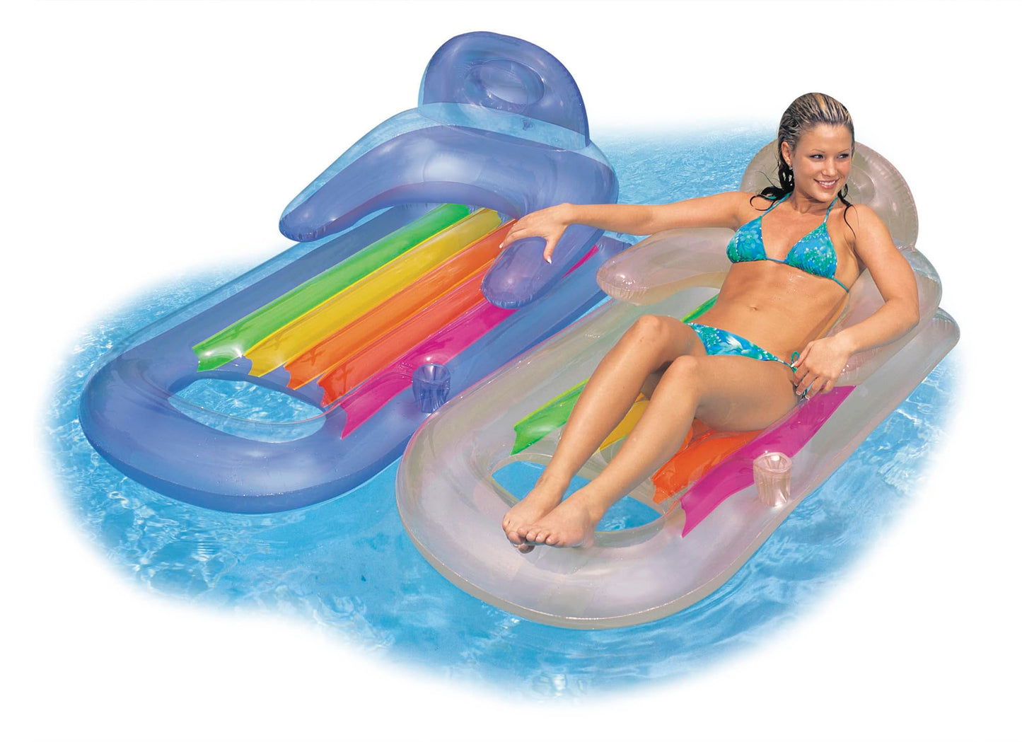 Intex King Kool 58802EP Inflatable Lounging Swimming Pool Float, Multi-Colored