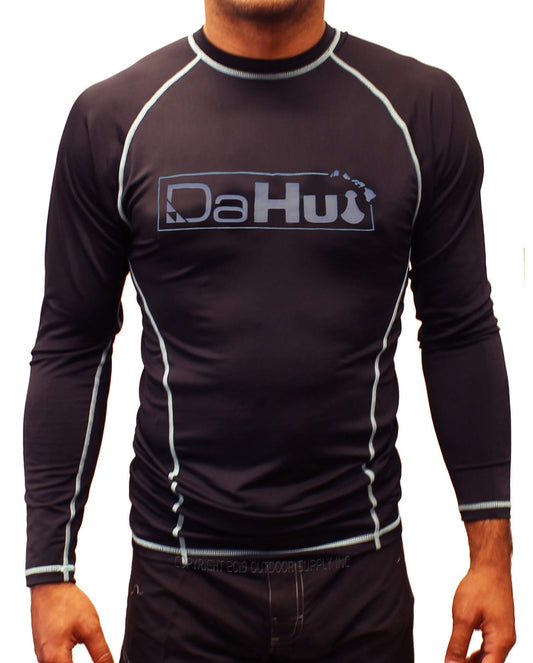 Mens Da Hui Midnight Sessions Long Sleeve Rash Guard Water Surf Shirt UPF 50+