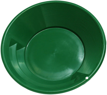 Sluice Fox 2-Pack Gold Panning Starter Kit – Featuring Compact 9-Inch Green Vanishing Riffle Gold Pans and a 4-Ounce Snifter Bottle for Prospecting Adventures