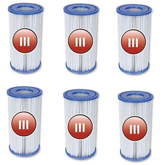 6 Pack Bestway Type III A/C Filter Cartridge for 1000 & 1500 GPH Filter Pumps